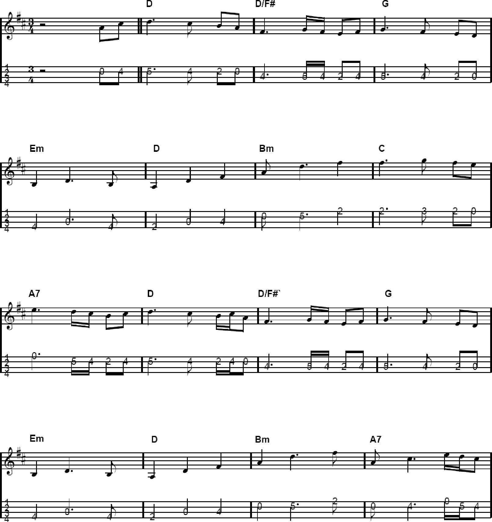 Ashokan Farewell notation page 1